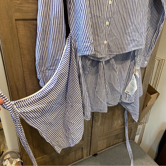 Reformation Medium Shirt Dress Wrap Skirt Button Down Striped - Picture 6 of 10